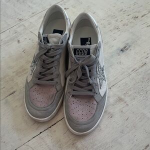 Golden Goose Gray and Pink Sneakers with Glitter Star